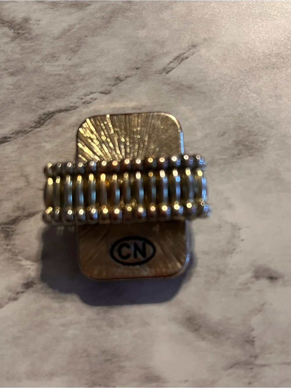 Gold-Tone Orange Rectangular Inlay Statement Ring - Picture 3 of 4